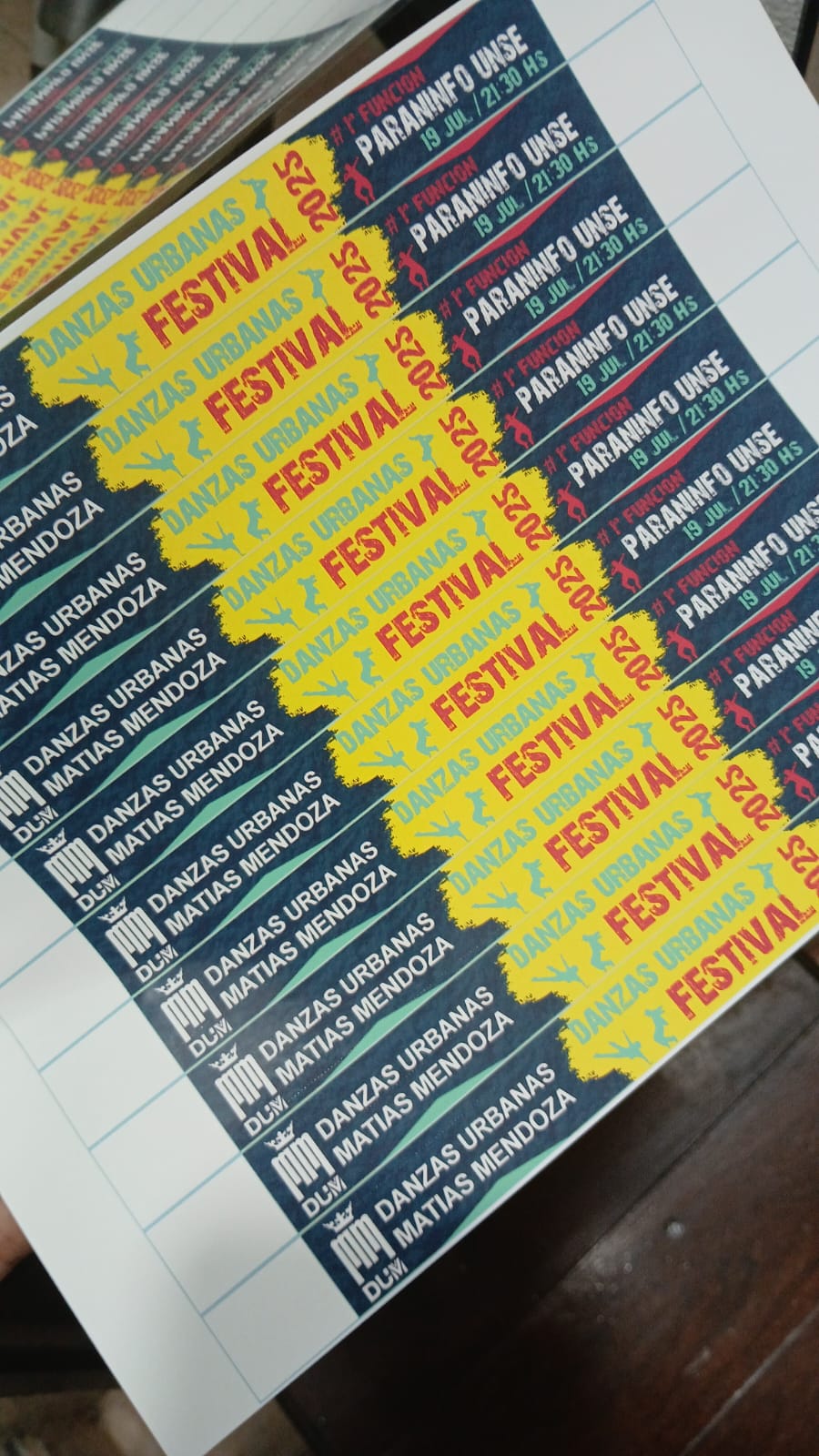 Entradas impresas para festival